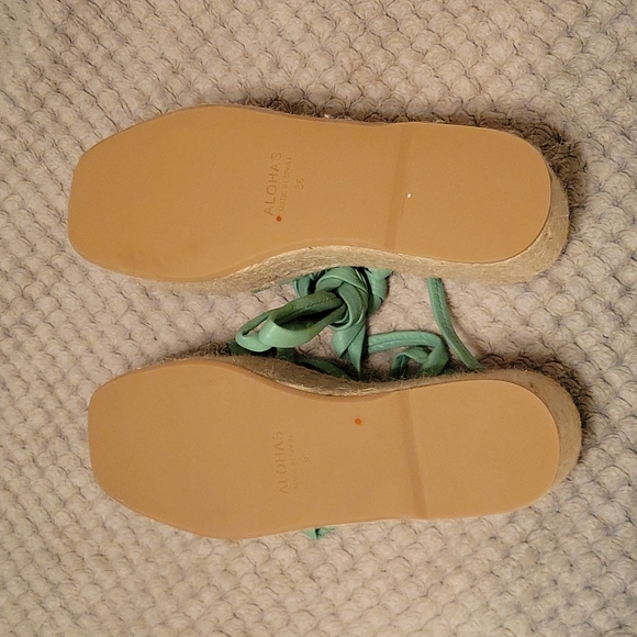 Alohas Leather Paw-Paw Platform Espadrille Sandals in green EU36 US5 - Picture 8 of 11